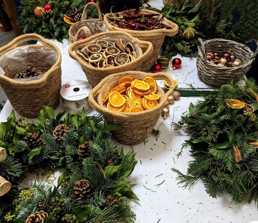 Christmas wreath making at The Grey Horse, Consett
