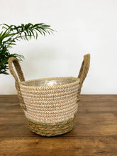 Load image into Gallery viewer, Two tone natural and white seagrass basket
