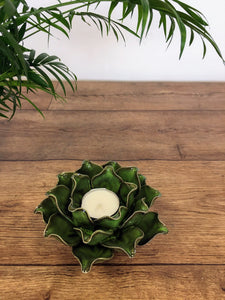 Magnolia tea light holder - Green