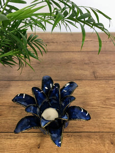 Lotus flower tea light holder - Midnight blue